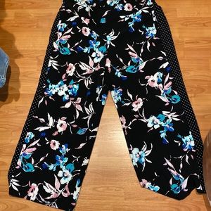 Floral black dress pants